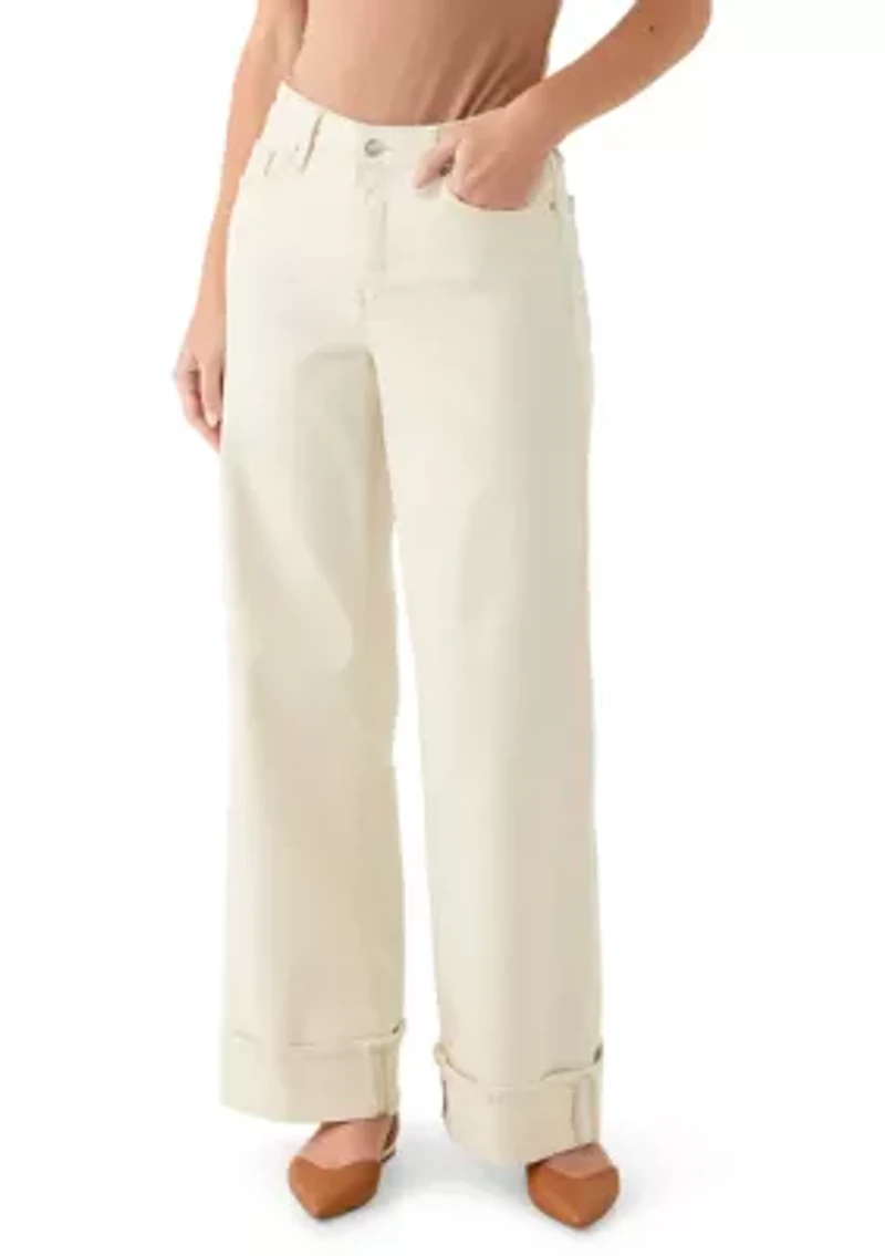 Women's Wide Leg Cuffed Jeans