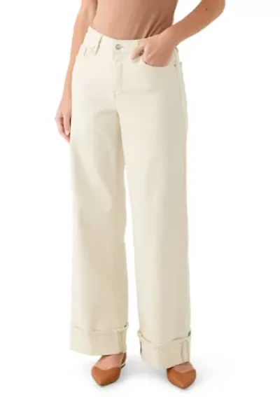 Women's Wide Leg Cuffed Jeans