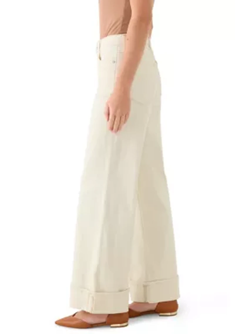 Women's Wide Leg Cuffed Jeans