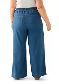 Plus Wide Leg Soft Denim Pants