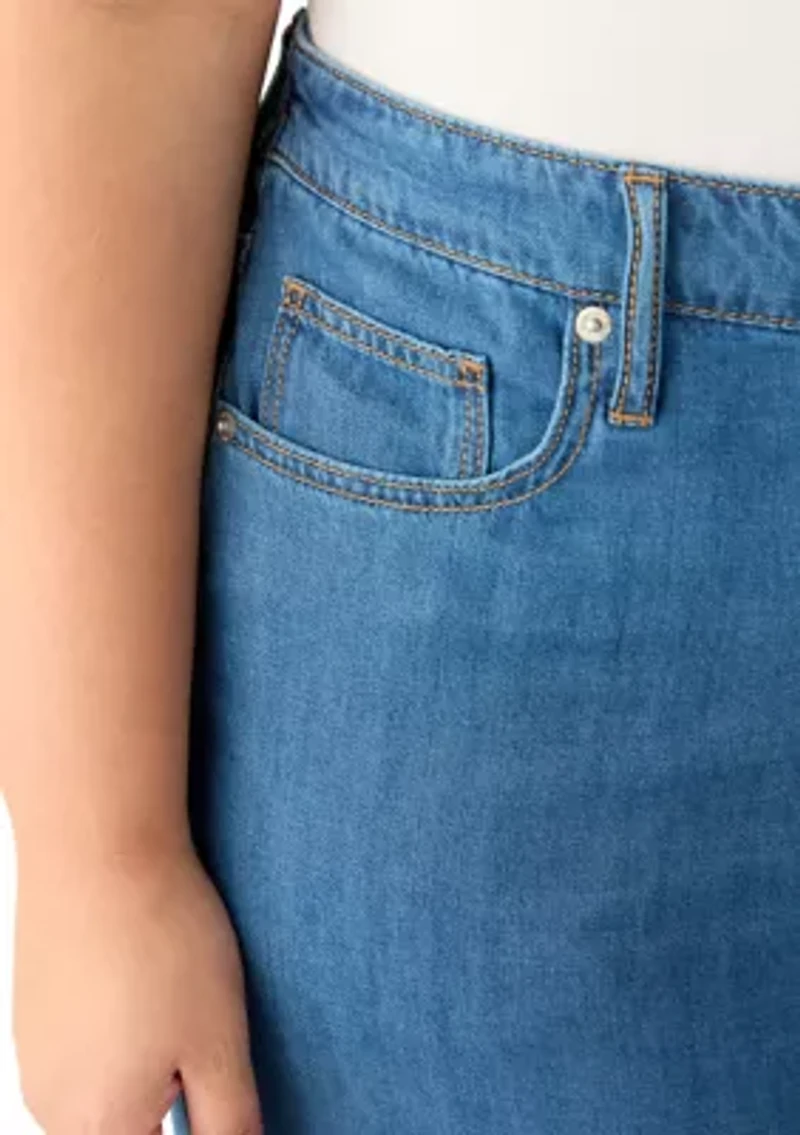 Plus Wide Leg Soft Denim Pants