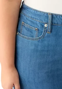 Plus Wide Leg Soft Denim Pants