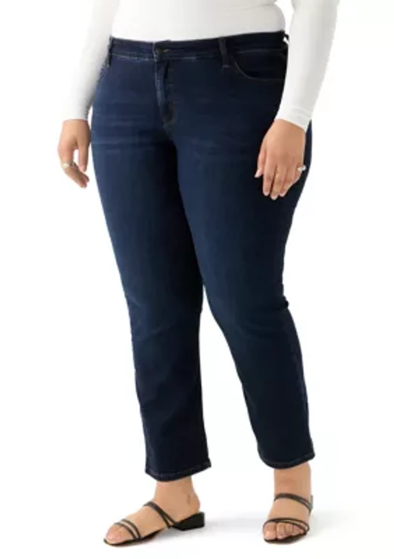 Plus Mid Rise Straight Jeans