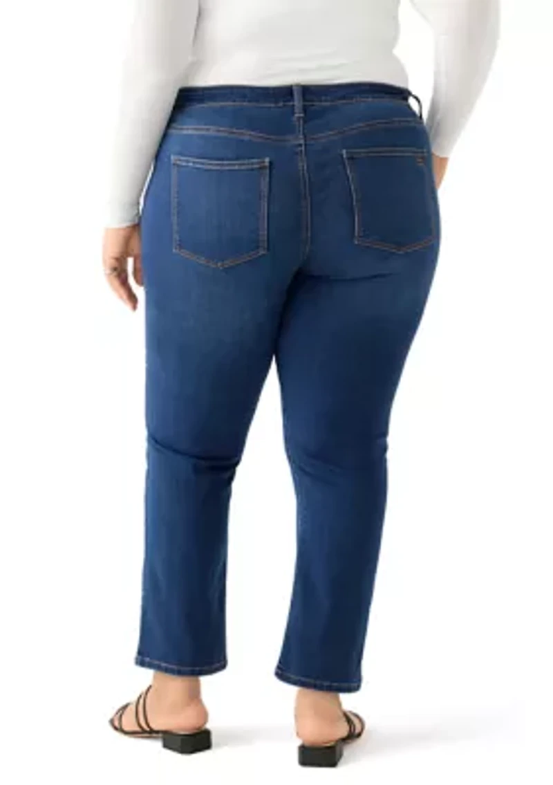 Plus Mid Rise Straight Jeans