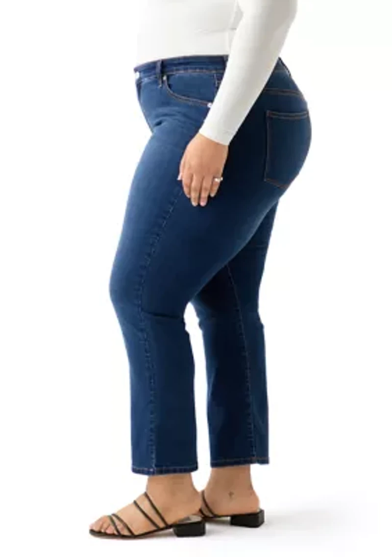 Plus Mid Rise Straight Jeans