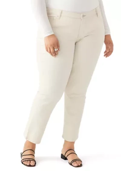 Plus Mid Rise Straight Jeans
