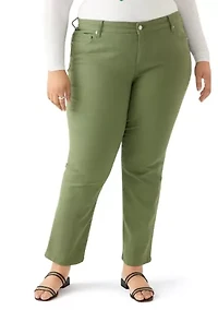 Plus Mid Rise Straight Jeans