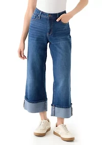Petite Rolled Wide Leg Jeans