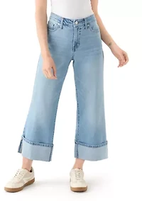 Petite Rolled Wide Leg Jeans