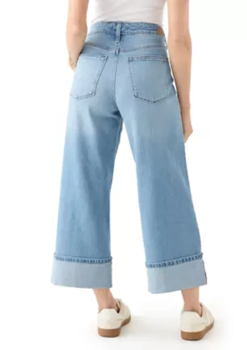 Petite Rolled Wide Leg Jeans