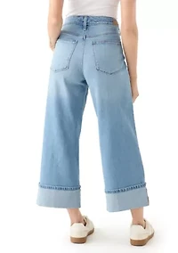 Petite Rolled Wide Leg Jeans