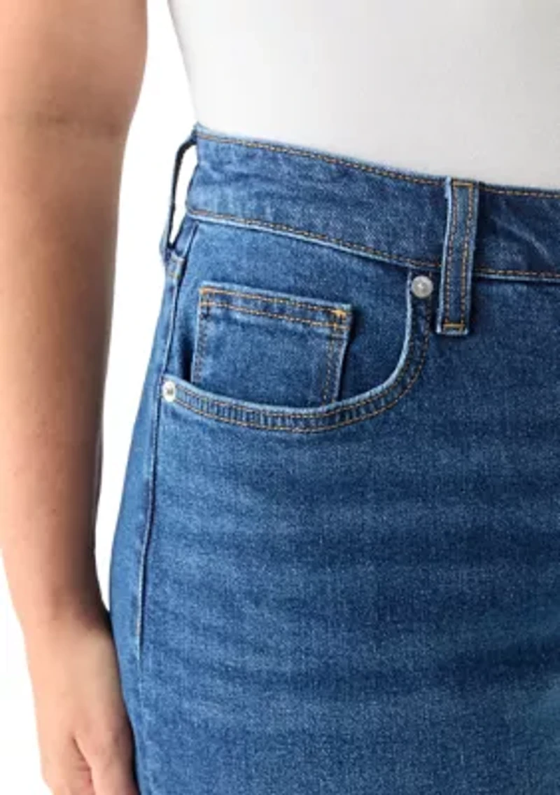 Plus High Rise Cuffed Wide Leg Jeans