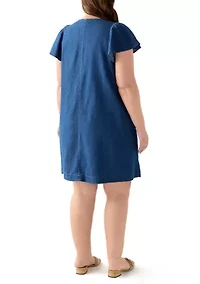 Plus Short Sleeve Denim Dress