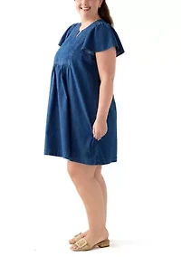 Plus Short Sleeve Denim Dress