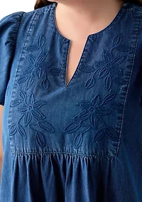Plus Short Sleeve Denim Dress