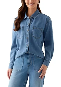 Petite Boyfriend Poplin Button Down Shirt