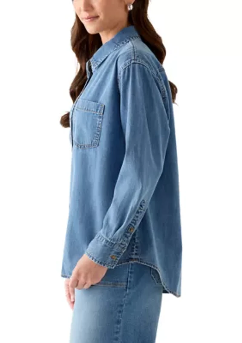 Petite Boyfriend Poplin Button Down Shirt