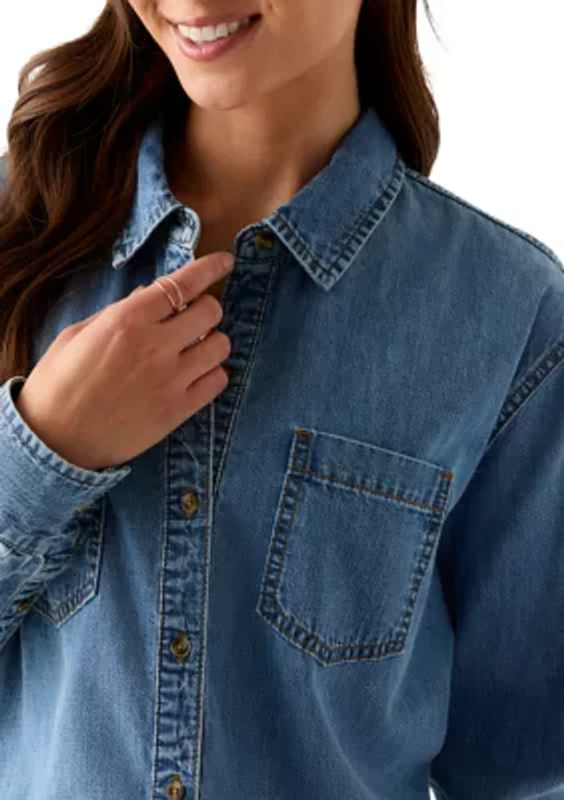 Petite Boyfriend Poplin Button Down Shirt