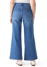 Women's Pearl Trim Cropped Wide Leg Pants