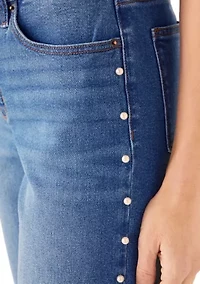 Women's Pearl Trim Cropped Wide Leg Pants