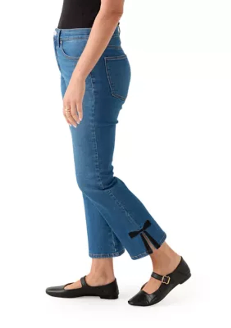 Petite Kick Flare Bow Hem Jeans