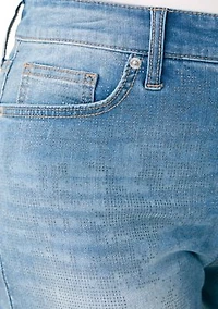 Women's Relaxed Mid Rise Straight Jeans with Glitter