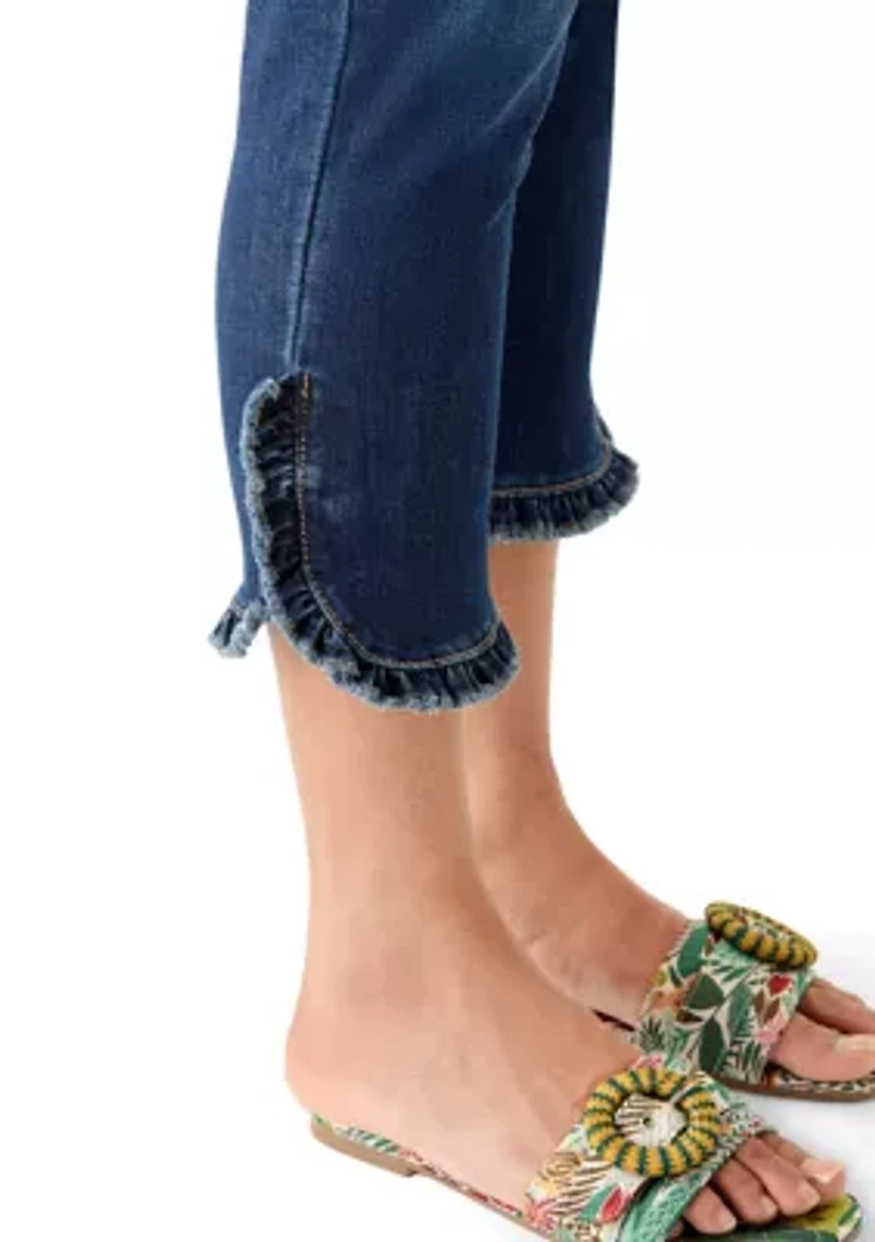 Women's Ruffle Hem Cropped Jeans