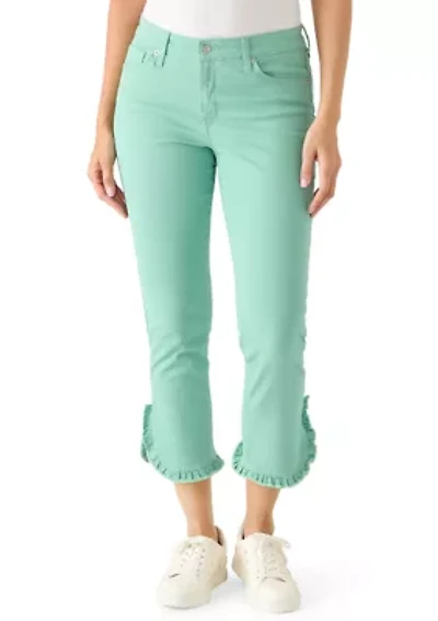 Women's Ruffle Hem Cropped Jeans