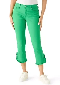 Women's Ruffle Hem Cropped Jeans