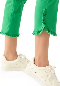 Women's Ruffle Hem Cropped Jeans