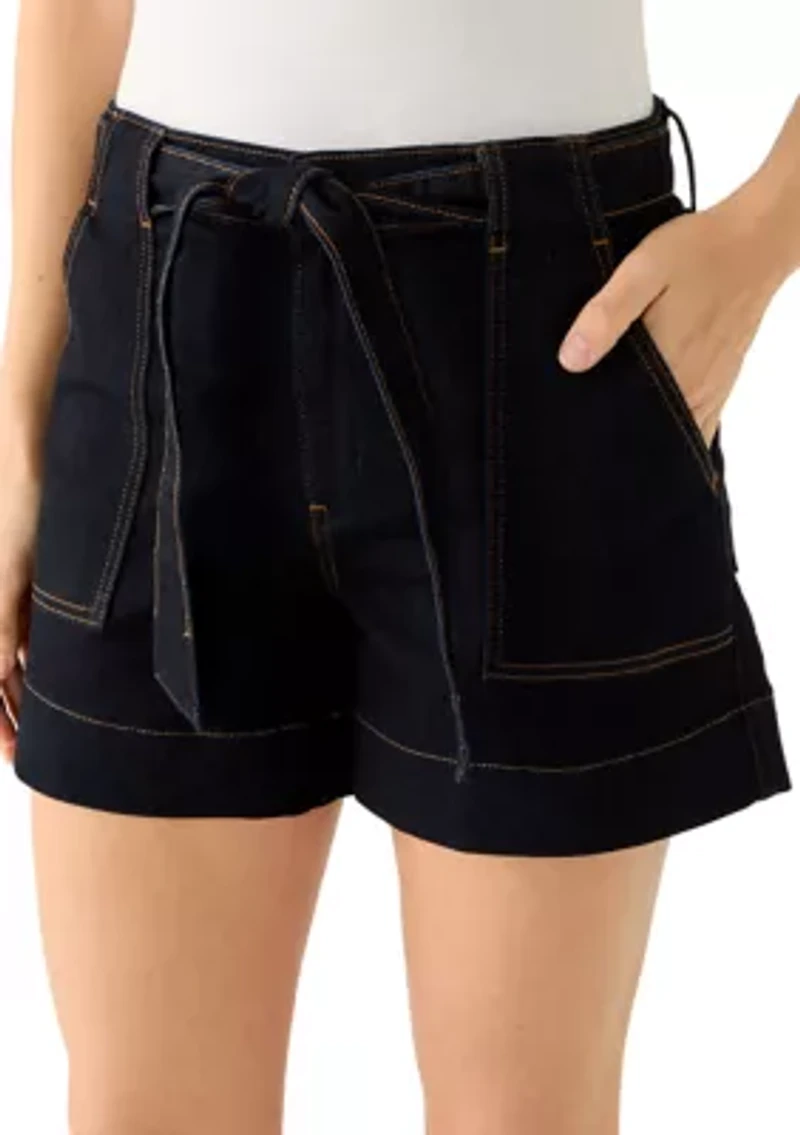 Women's Tie Waist Denim Shorts