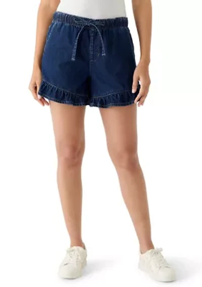 Women's Ruffle Hem Denim Shorts