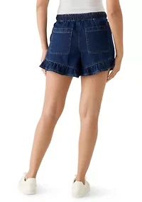 Women's Ruffle Hem Denim Shorts