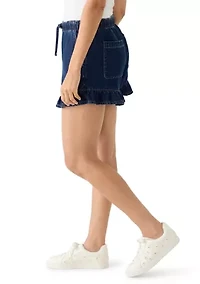 Women's Ruffle Hem Denim Shorts