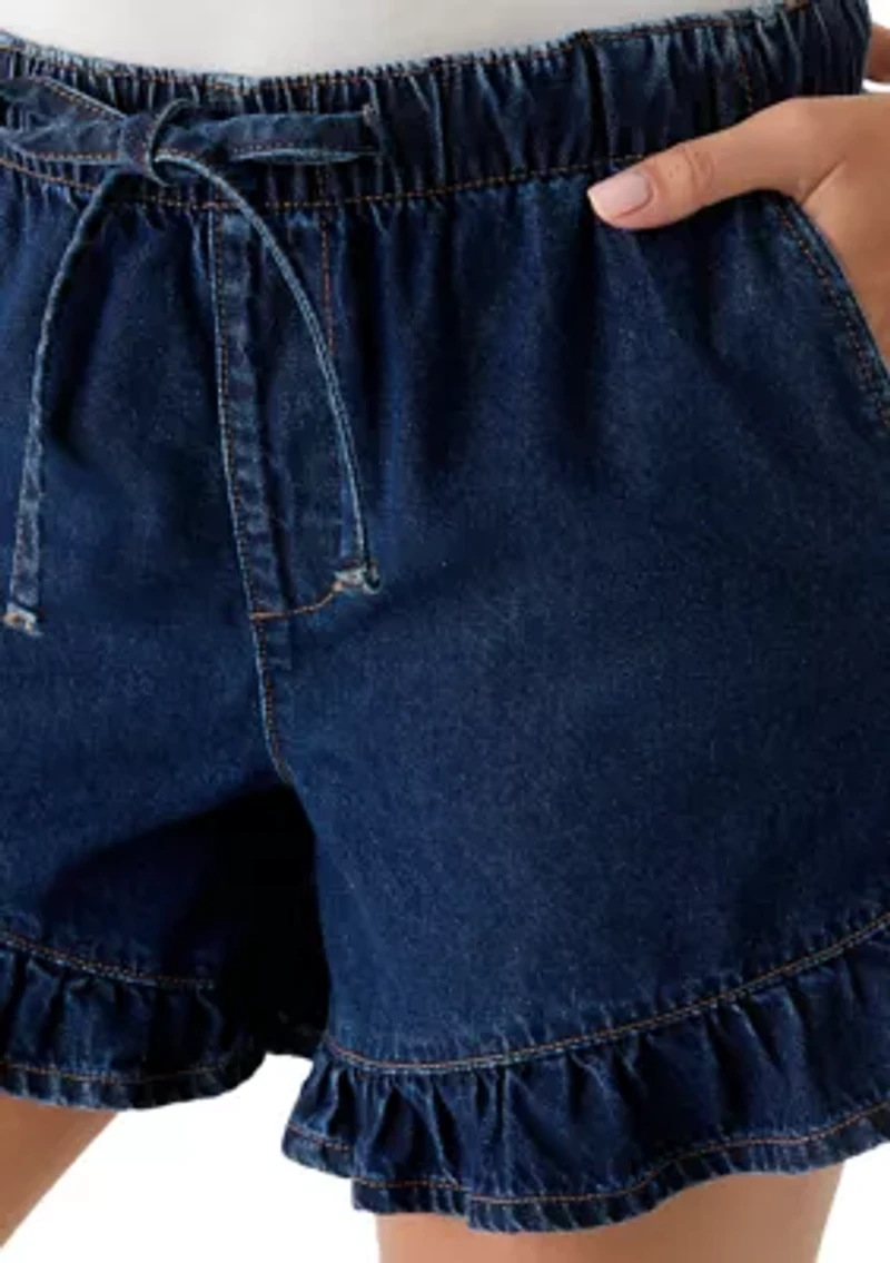 Women's Ruffle Hem Denim Shorts