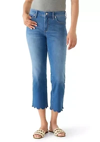 Women's Scalloped Cropped Kick Flare Pants