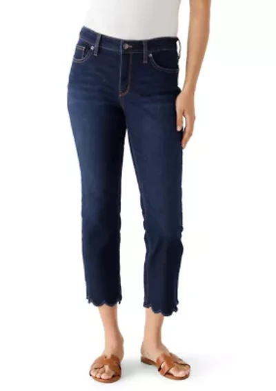 Women's Scalloped Cropped Kick Flare Pants