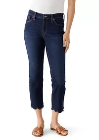 Women's Scalloped Cropped Kick Flare Pants