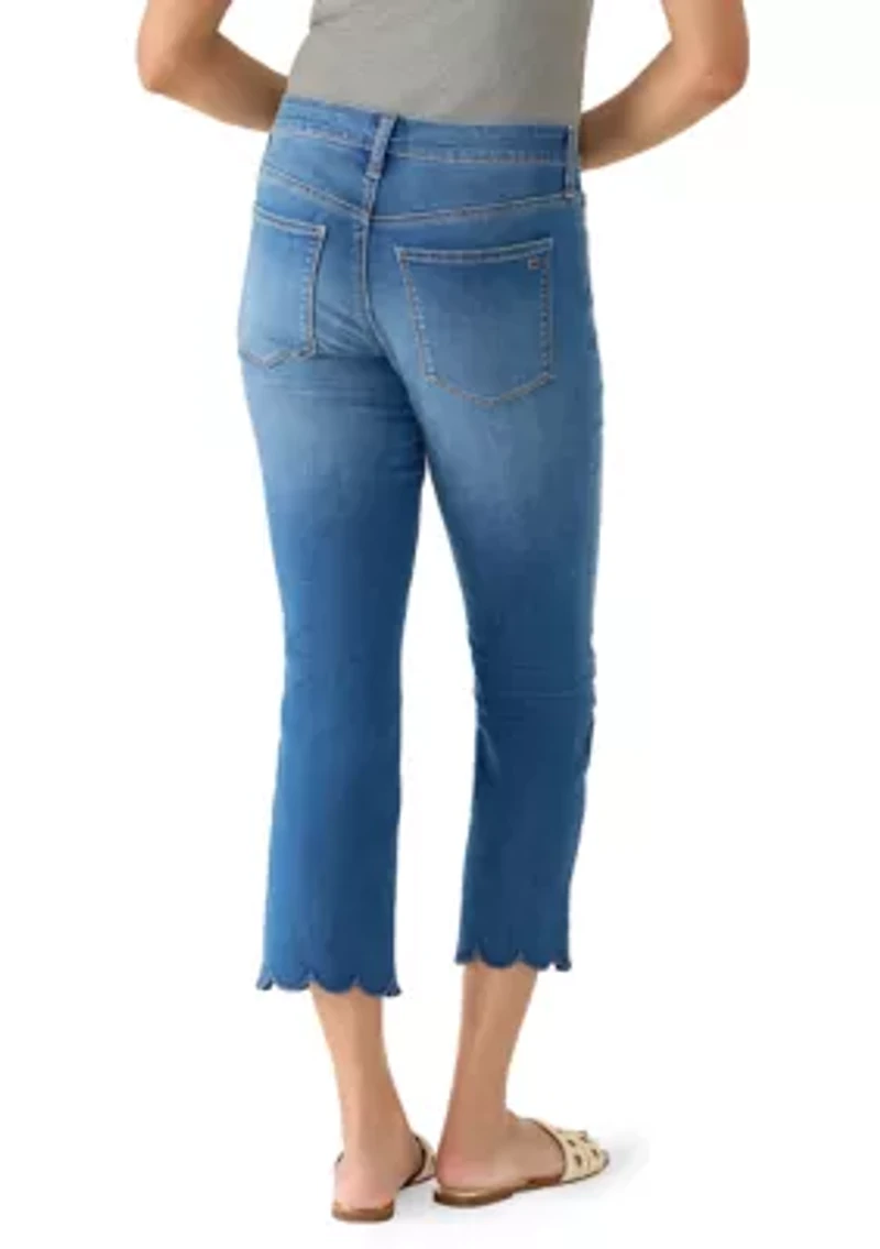 Women's Scalloped Cropped Kick Flare Pants