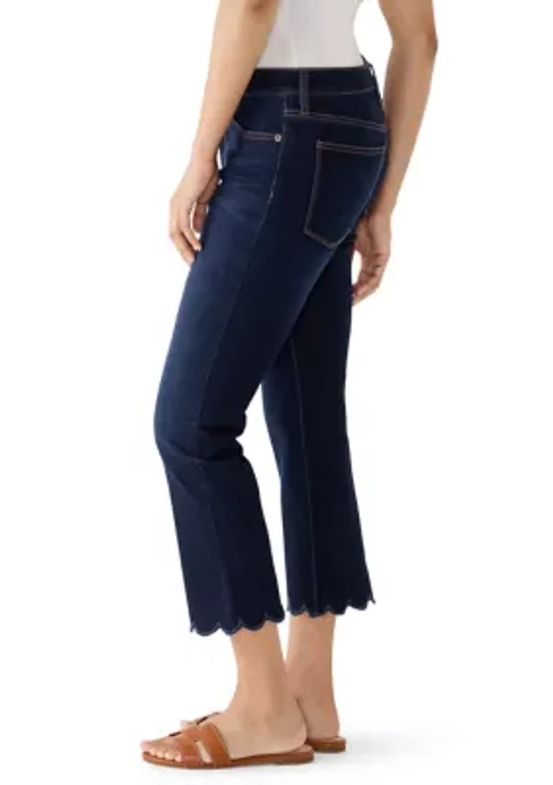 Women's Scalloped Cropped Kick Flare Pants