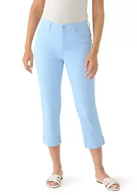 Women's Roll Cropped Straight Twill Jeans