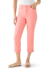 Women's Roll Cropped Straight Twill Jeans