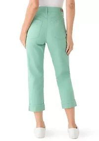 Women's Roll Cropped Straight Twill Jeans