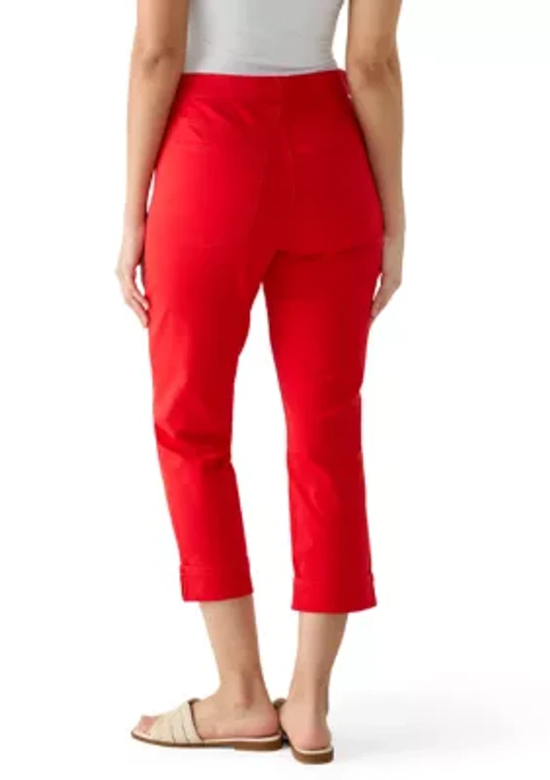 Women's Roll Cropped Straight Twill Jeans