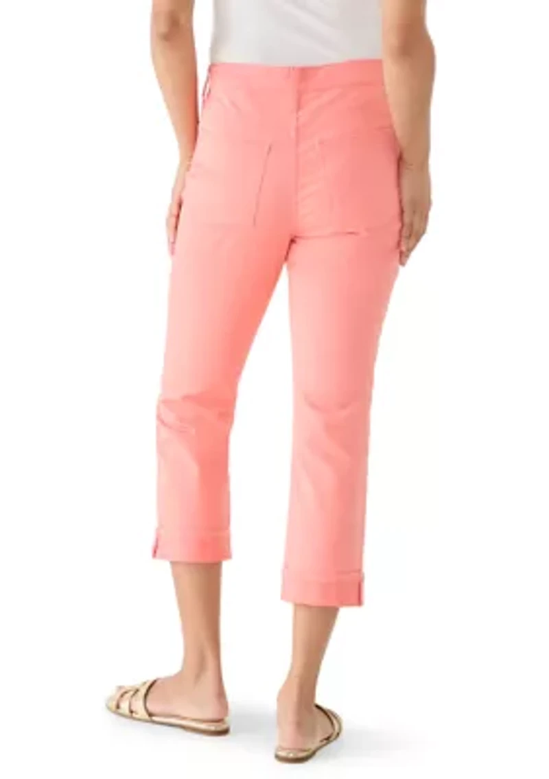 Women's Roll Cropped Straight Twill Jeans