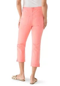 Women's Roll Cropped Straight Twill Jeans