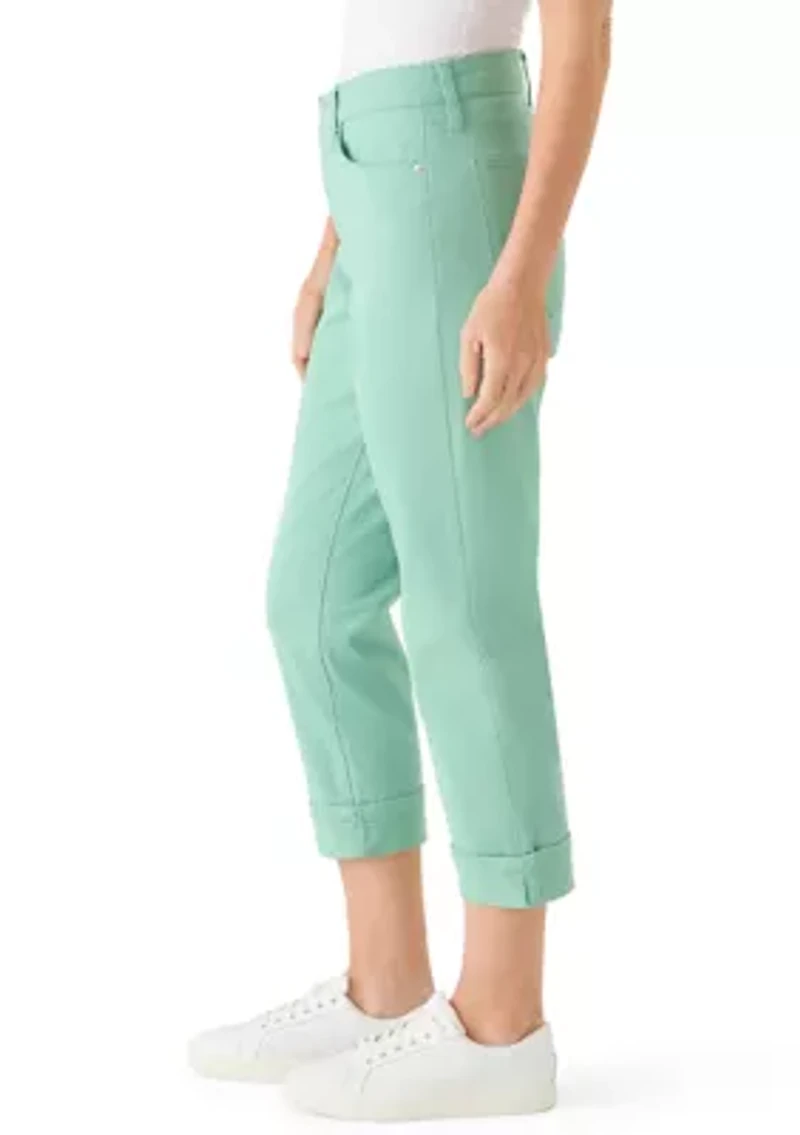 Women's Roll Cropped Straight Twill Jeans