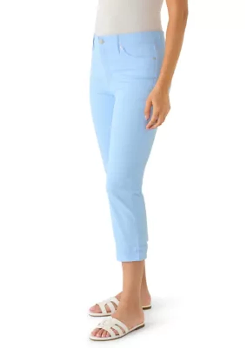 Women's Roll Cropped Straight Twill Jeans