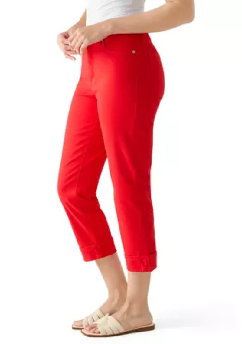 Women's Roll Cropped Straight Twill Jeans