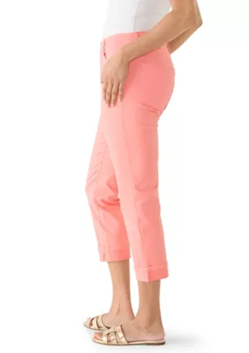 Women's Roll Cropped Straight Twill Jeans